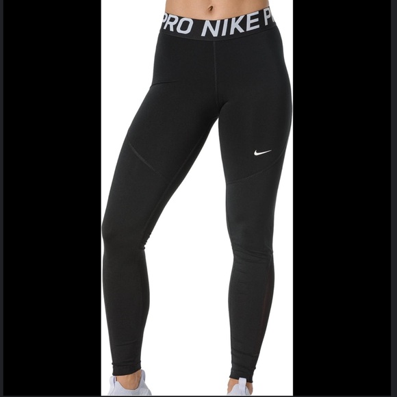 Nike Pants - < Nike Pro Women’s Black Leggings With White Logo >